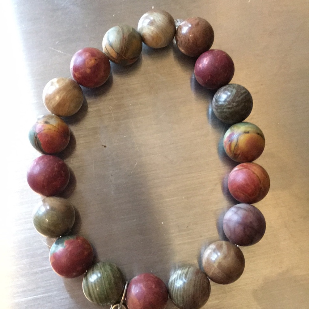 NATURAL 10MM PICASSO BEADS w/ ADINKRA CHARM - Picture 5 of 8
